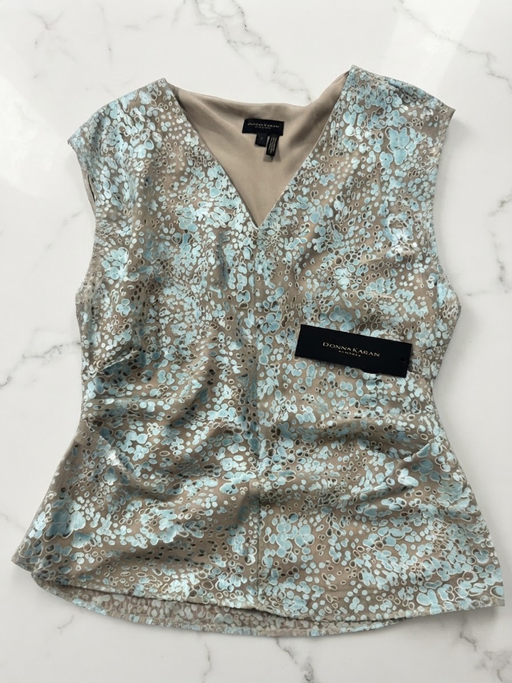 Donna Karan New York Women's V-Neck Printed Top
